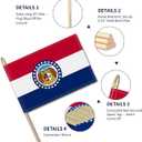 Heavy Duty 12 Pack 8x12 Inch Missouri Flags on Stick 35 Tall Yard Missouri Stick Flags Durable Break-Resistant 5/16 Birch Pole 300D Oxford Fabric Missouri Statehood Day St. Louis Heritage Day Driveway & Garden Decorations