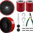 Pallet Jack/Truck Full Set with Axles, Pairs of 7" x 2" Steer Wheels & 3" x 3.75" Load Wheels with Bearings ID 20mm Poly Tread Black, Entry Exit Roller, Tool Kit Included.(Assembled)