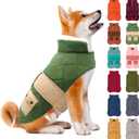 KYEESE Dog Coat Thick Pets Clothes with Pocket Warm Pet Winter Puffer Coat with Leash Hole Waterproof Dogs Jacket with Fleece Lined Soft Pet Sweater for Cold Weather Windproof Dog Coats for Small Dogs (Medium, 11# Green)