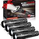 1 Mode Flashlights 4 Pack, Super Bright Zoomable LED Tactical Flashlight High Lumens, Water Resistant Portable Pocket Flash Light for Emergency, Camping, Home, and Gift - SL2000 (Black)