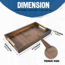 Large Wooden Ottoman Tray with Golden Handles for Serving Food, Decorative Serving Platter for Breakfast, Dinner & Bar, 17.5x11.8in Rustic Storage Tray for Kitchen, Bedroom & Gift Packaging