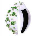 YAHPERN St. Patricks Day Headband for Women Good Luck Shamrock Knotted Green Crystal Wide Top Knot Headband Lucky Irish Holiday St. Patricks Day Hair Accessories Party Gifts (Shamrock 4)