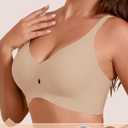 COCOMARTS Jelly Bras for Women No Underwire Seamless Push Up Bra Full Support Comfort Bralettes Wireless Plunge Everyday Bra (Beige, L)