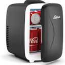 Mini Fridge [Upgrade], Small Fridge Rapid Cooling 4 Liter/6 Cans Skincare Fridge, Cooler and Warmer Refrigerators for Bedroom, Cosmetics, Office and Car (Black)