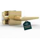 Mega Handles Schein Passage Door Handle - 1 Pack Reversible Gold Door Handle, Heavy Duty No Lock Door Handles Interior for Closet & Hallway, Fits All Standard Door Sizes - Satin Brass