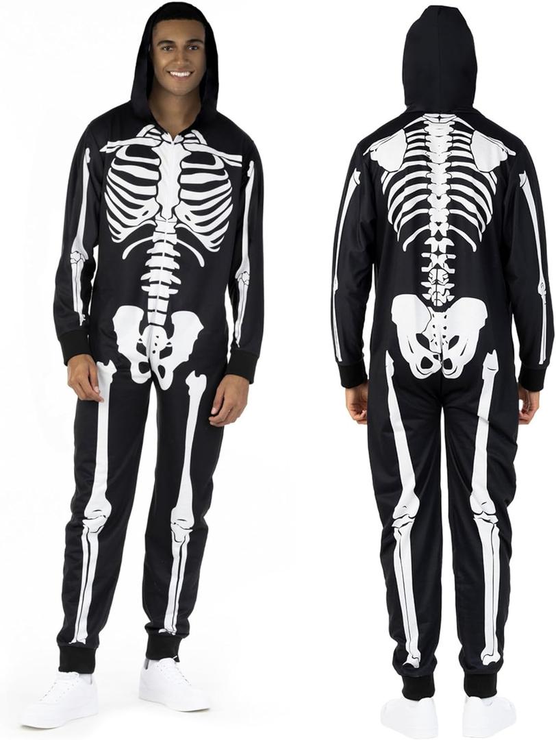 Morph Mens Skeleton Suit - Adult Skeleton Costume for Halloween (Medium, Black)
