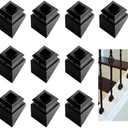 Sidasu 10-Pack Aluminum Baluster Shoes Black – 40° Stair Angle Slant Shoes for 1/2" Square Balusters, Satin Finish Railing Base Covers