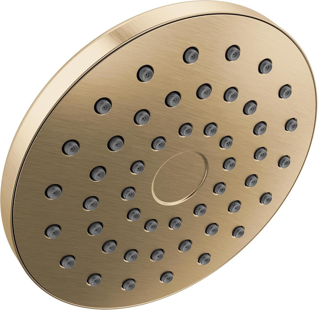 Delta PivotPro Brushed Gold Rain Showerhead, Single Setting 7 Inch Round Shower Head, Showerheads, 1.75 GPM Flow Rate, Champagne Bronze 75104CZ