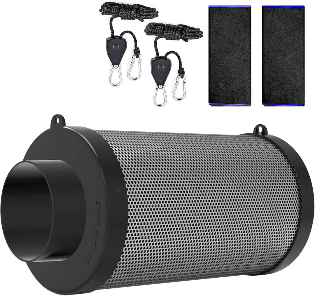 4 Inch Air Carbon Filter for Grow Tent,Smellines Control with Australia Virgin Charcoal for Inline Duct FanHydroponic Growth,Pre-Filter Included
