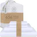 Threadmill American Supima King Size Sheets Set | 656 Thread Count 4 Piece Luxury Bed Sheets for King Size Mattress | 5 Star Hotel Quality Sheets with Elasticized Extra Deep Pocket | White Sheets