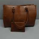 LOVEVOOK Laptop Bag for Women, 15.6 inch Laptop Tote Bag Vintage Work Bags for Women Computer Bag Office Briefcase Handbag (Dark Brown)