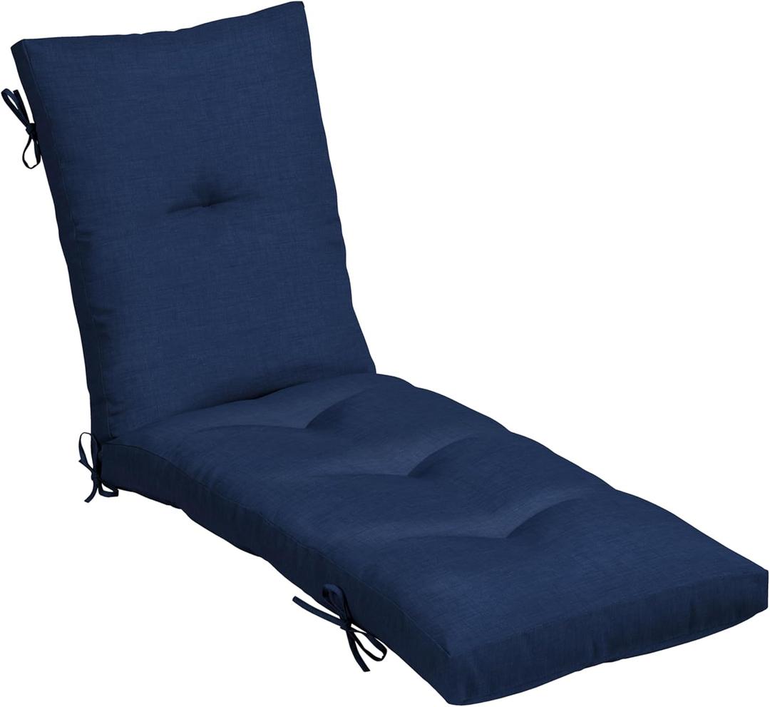 Arden Outdoor Plush Modern Tufted Chaise Cushion, 76 x 22, Rain-Proof, Fade Resistant, Tufted Cushion for Chaise Lounger Sapphire Blue Leala