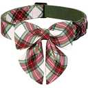 ARING PET Christmas Dog Collar, Cute Xmas Pet Collar with Sailor Bowtie Red and Green Plaid Bow Tie Collars with Metal Buckle for Puppy Small Medium Large Boy Girl Dogs-M