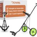 JOVIAL 2 Wheel Golf Push Pull Cart - Lightweight, Foldable, Collapsible, Caddy Accessories, Golf Bag Storage with Deluxe Scorecard Holder, Adjustable Handle, Aluminium Frame, Compact Design for Travel, Large