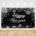 MEHOFOND 7x5ft Happy New Year Backdrop 2026 New Year's Eve Kiss Me at Midnight Photography Background Silver Gliter Fireworks Winter Holiday Festival Party Banner Decor Supplies Prop