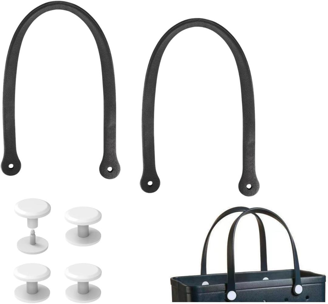 Lopqix Replacement Straps for S/M Rubber Beach Bag, Replacement Handles with 4 Snaps, EVA Bag Strap Replacement (Black)