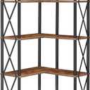 HOOBRO Corner Bookshelf, 5-Tier L-Shaped Bookcase, Industrial Open Display Shelf Tall Storage Organizer, Vertical Storage Rack, for Living Room, Home Office, Rustic Brown and Black BF60SJ01