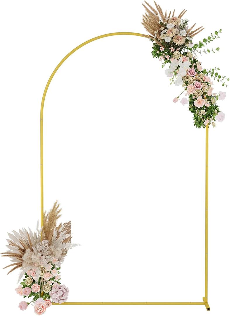 UDEAR 7.2FT Metal Arch Backdrop Stand, for Wedding Backgrounds Climbing Plants Event Decorations Outdoor Ceremonies, Gold