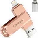 MFi Certified 512GB Flash Drive Photo Stick for iPhone, External Memory Photo Keeper Storage for Data Saver/Backup/Transfer Files/Picture/Video/iPhone/iPad/iOS/Android/PC (Pink) Space: ~484GB