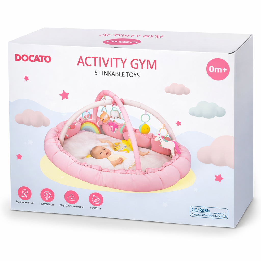 5-in-1 Convertible Baby Play Mat and Tummy Time Mat - Thick & Plush Baby Play Gym with 5 Sensory Toys,Baby Activity Center from Newborn to Toddler, Ball Pit