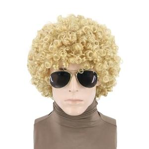 LeMarnia 70s 80s Afro Wigs for Men and Women Blonde Short Curly Rock Wigs Halloween Disco Hippie Costume Wigs