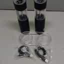 CIRCLE JOY Electric Salt and Pepper Grinder Set Rechargeable Salt and Pepper Mills with 6-Level External Adjustable Coarseness, White LED Light and Storage Base, Black