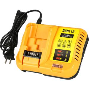 DCB112 Charger Repalcement for Dewalt 12v/20v Battery Charger Compatible with Dewalt 12v/20v Max Battery DCB200 DCB203 DCB125 DCB107 Yellow