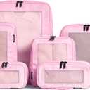 Compression Packing Cubes for Travel - Luggage Organizer Bags - Double Zipper Packing Cubes for Suitcases (6-Pack, Pink)