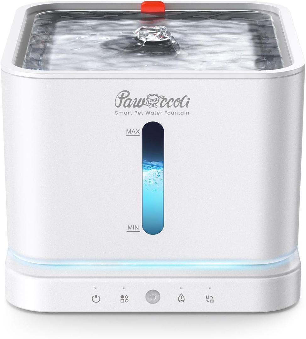 Cordless Cat Water Fountain, 3L/100oz Stainless Steel Tray, Cat Fountains for Drinking, Pet Water Fountains Indoor, Automatic Dog Water Bowl Dispenser, Rechargeable Battery Operated White