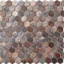 Blujellyfish Hexagon Mosaic Tile Antique Earthy Brown Metallic Textured Wall Backsplash Tile (Pack of 5 Sheets) (5 square feet)