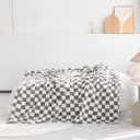 LOMAO Throw Blankets Flannel Blanket with Checkerboard Grid Pattern Soft Throw Blanket for Couch, Bed, Sofa Luxurious Warm and Cozy for All Seasons (Grey, 50"x60")