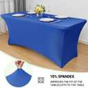 Obstal 6ft Stretch Spandex Table Cover for Standard Folding Tables - 2 Pack Universal Rectangular Fitted Tablecloth Protector for Wedding, Banquet and Party, 72L x 30W x 30H Inches, Royal Blue, 2pc