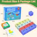Word Spelling Games, Matching Letter Game for Kids, 20 Wooden Alphabet Blocks with 54 Flashcards, Preschool Learning Activities Toys, Montessori Educational Toys Gifts for Kids Ages 3-8