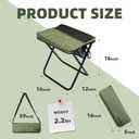 16" Extra Tall Portable Folding Stool for Adults, X-Large Collapsible Camping Chair with 3 Storage Pockets, Heavy Duty Travel Seat for Fishing, Hiking, Gardening