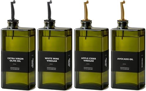 Olive Oil Dispenser Bottle for Kitchen - UV-Protected Oil Bottles 16.9oz, Oil and Vinegar Dispenser Set, Drip-Free Pourer, Elegant Kitchen Essential- 16.9oz, Set of 4