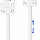Electrical Outlet Extender Stick, 4 AC Outlets, 1 USB-A & 3 USB-C (PD20W), 1675W Power, 180 Rotation, 52cm Adjustable Length, Surge Protection, Ideal for Desks, Nightstands & More