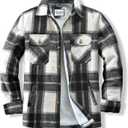 WINDFIT Men's Cotton Sherpa Lined Button Down Flannel Shirt Jacket Plaid Soft Outdoor Flannel Jacket Shirt (Medium)