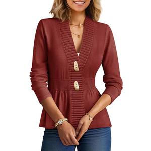 COCCKO Cardigan Sweaters for Women Casual Open Front Sweater 2025 Button Down Lightweight Knitted Coat Tops,  Size M