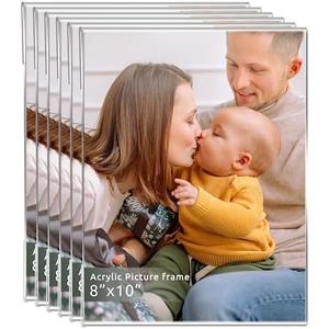 DZZ 8x10 Picture Frame, High Transparent Photo Frame, Clear Acrylic 8 x 10 frame, Picture Frames 8 by 10 for Photo Poster Canvas Certificate Document Gallery, Set of 6