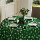 XCHI Green Shamrocks St. Patrick's Day Tablecloth Round Table Cloth Washable Table Covers for Indoor Dining Home Party Decorations 70x70 Inch
