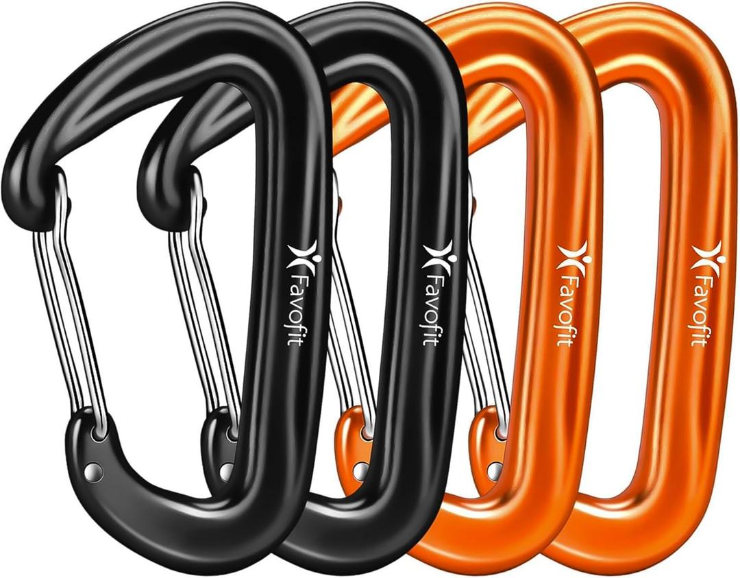 12KN Heavy Duty Carabiner Clips - Favofit 3.2'' Small Carbineers for Hiking Camping Hammocks Keys Keychains Dog Leashes - Ideal for Outdoor Enthusiasts (Orange)