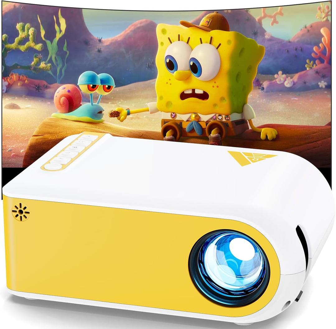 KSAN Mini Projector, Projector with WiFi and Bluetooth, 1080P Support Movie Projector with Builtin Speaker, Compatible with Smartphone, HDMI, USB, AV, Fire Stick, PS5 for Home, Bedroom, Outdoor Use