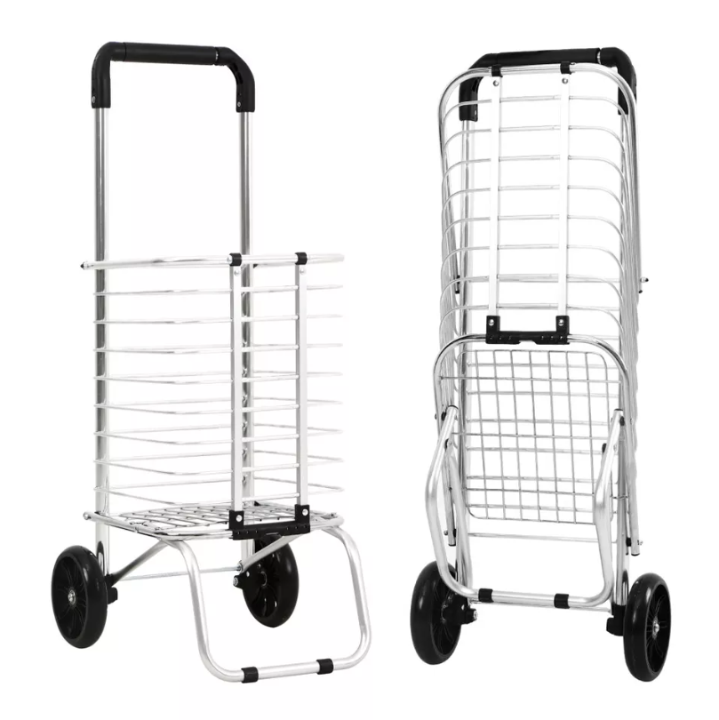 Multifunction Portable Hand Trucks,Trolleyshopping Trolley Aluminum Alloy Antirust Foldable Shopping Cart Trolley Old Man Dual Use, Load 35 Kg, 8 Styles,G