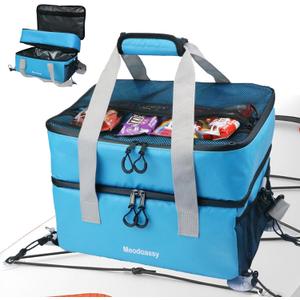 Paddle Board Cooler Waterproof,26L SUP Paddleboard Cooler Deck Bag fits 42 Cans,2 Compartments Paddle Board Accessories for Kayaking,Beach, Camping(Blue)