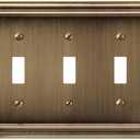 Amerelle Continental Triple Toggle Cast Metal Wallplate in Brushed Brass