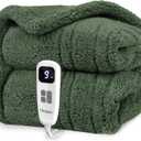 Heated Blanket Electric Blanket Throw - Fast Heating Blanket Throw Double Sided Sherpa Ultra Soft Cozy with 10 Heating Levels & 2-10 Hours Auto Off, Mashine Washable, 50 x 60 Inches, Green