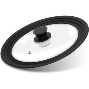 Lerykin Tempered Glass Lid - Universal Lid with Heat Resistant Silicone Rim for Pots, Pans and Skillets - Pan Cover Replacement Lid Fits 10", 11" and 12" Diameter Cookware