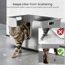 Enclosed Stainless Steel Cat Litter Box 13.8 High Sides, Extra Large Litter Box for Big Cats, XL Metal Kitty Litter Pan Pet Toilet with Wheels for Easy Mobility, Anti-Leakage, Non-Sticky, Easy Clean