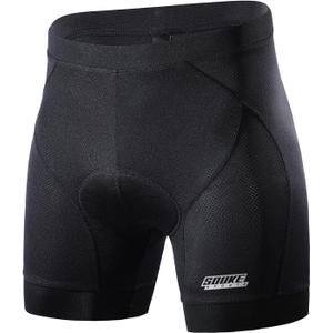 Souke Sports Men's Cycling Underwear Shorts 4D Padded Bike Bicycle MTB Liner Shorts with Anti-Slip Leg Grips (Black, Medium)