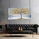 Belmrxne Tree Wall Art White and Gold Wall Decor for Living Room Aesthetic Canvas Painting Modern Wall Prints Dining Room Bedroom Artwork 24x48 Inches